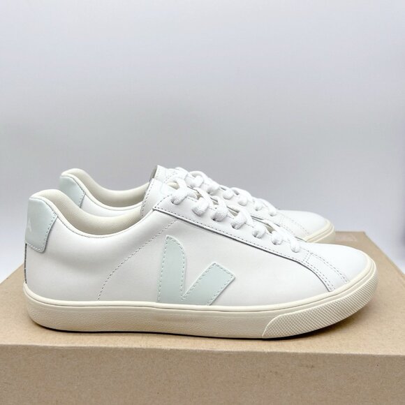 Veja Esplar Logo Womens Lace Up Sneaker White Menthol Blue Leather EU 38 US 7 - Picture 5 of 10